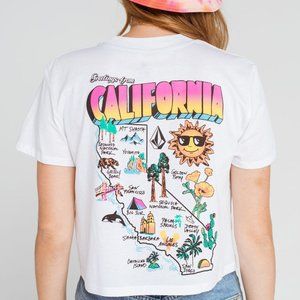 VOLCOM California Crop White Pocket Tee Shirt Surf/Skate